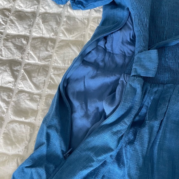 Lulu's Azure Puff Sleeve Linen Blend Mini Dress - Picture 12 of 12